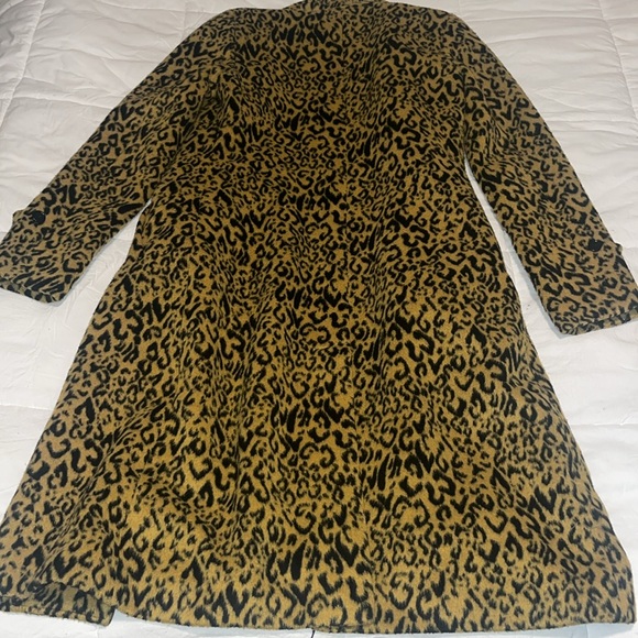 Avec Les Filles leopard/cheetah print long/midi length wool blend peacoat XS - Picture 4 of 4